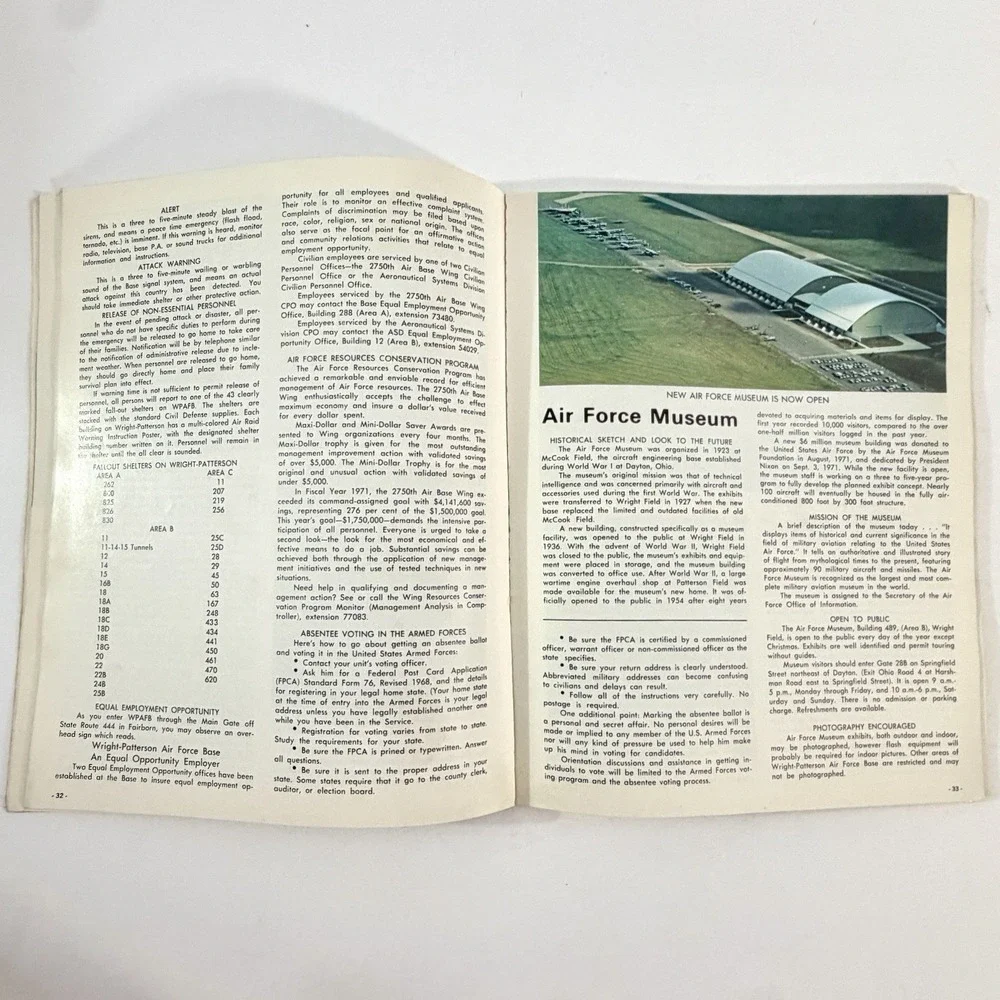 1972 Wright-Patterson AFB 25th Anniversary Directory Guide USAF Dayton Ohio VTG